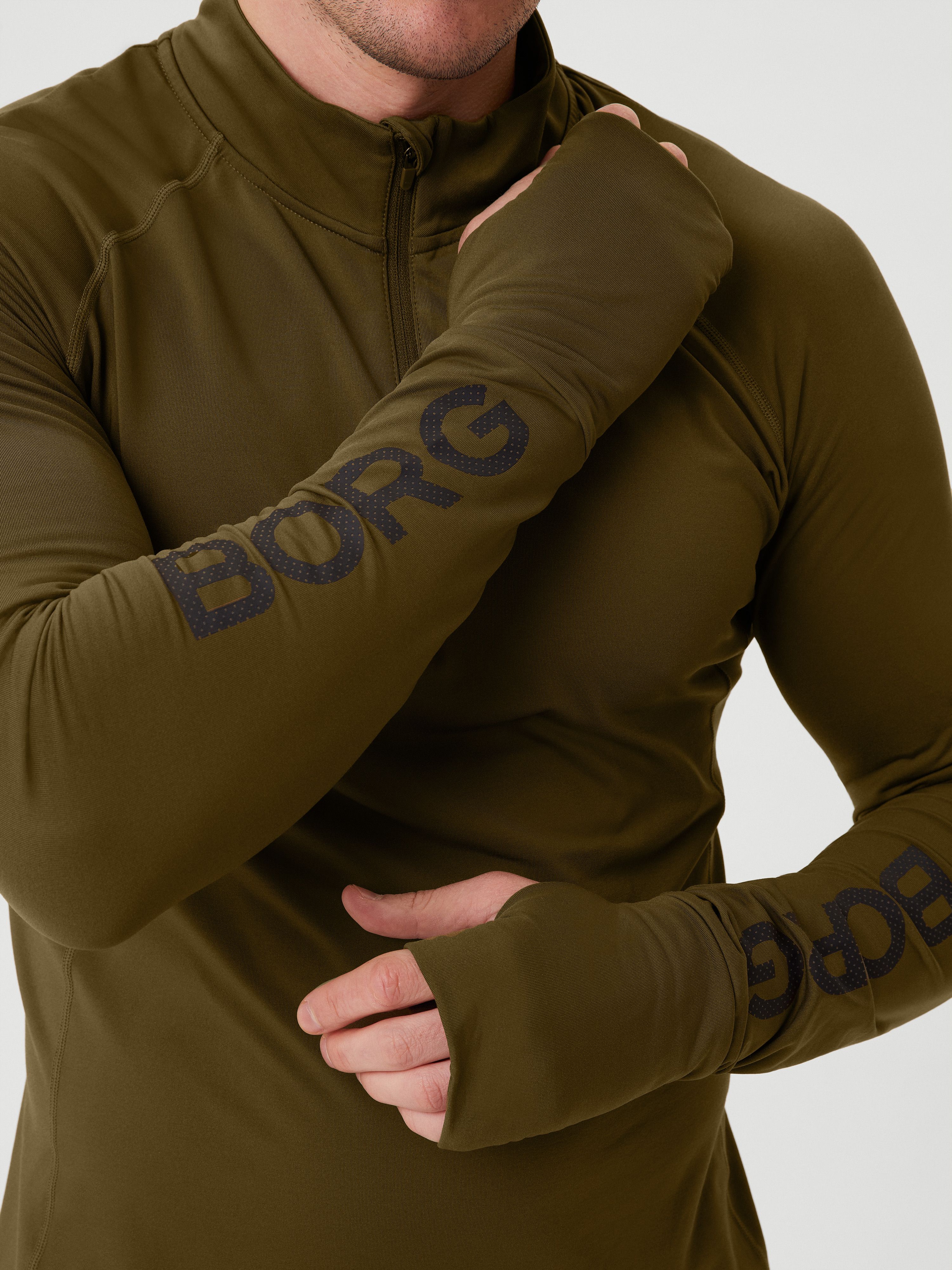 Borg Midlayer Half Zip - Men - Dark Olive | Björn Borg