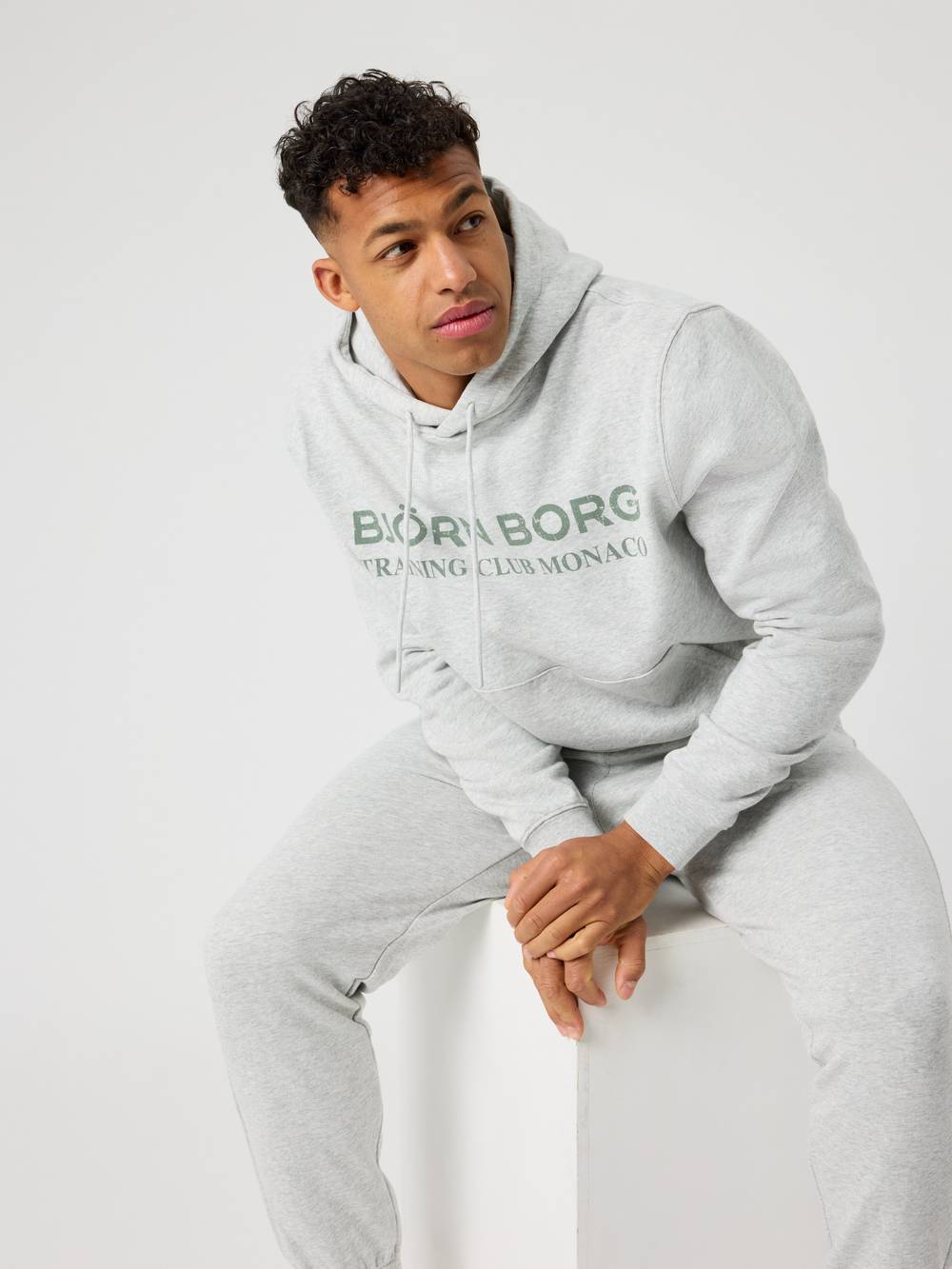 Borg Classic Print Hoodie - Ultra Light Grey Melange | Björn Borg
